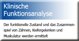 Klinische Funktionsanalyse: Der funktionelle Zustand und das Zusammenspiel von Zähnen, Kiefergelenken und Muskulatur werden ermittelt
